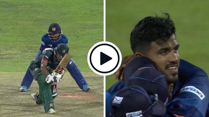 Watch: Maheesh Theekshana fires in carrom ball after off-spin set-up to end Najmul Hossain Shanto resistance | Asia Cup 2023