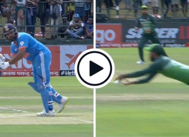 Watch: Shaheen Afridi nearly snares Rohit Sharma for duck, diving Fakhar Zaman spills tough chance off second ball | IND vs PAK
