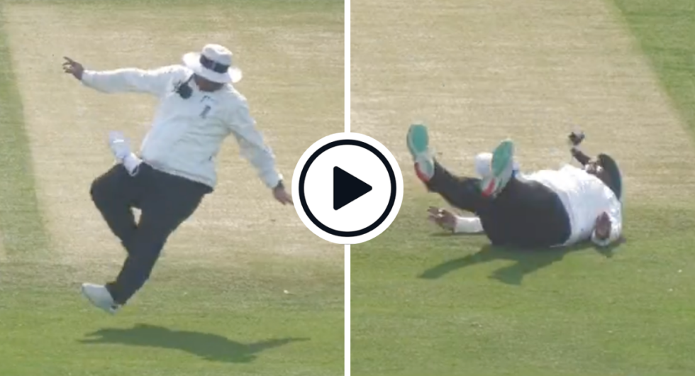 Umpire falls over while officiating County Championship match