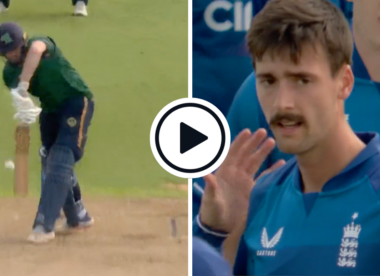 Watch: Debutant George Scrimshaw takes first international wicket after conceding 35 off first 11 balls