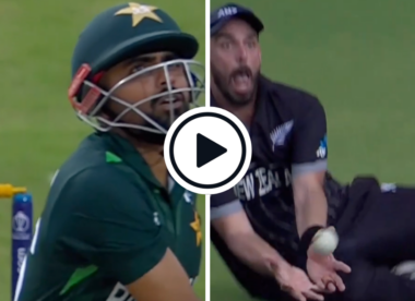 Watch: Daryl Mitchell takes diving catch inches off the ground to dismiss Babar Azam in World Cup warm-up
