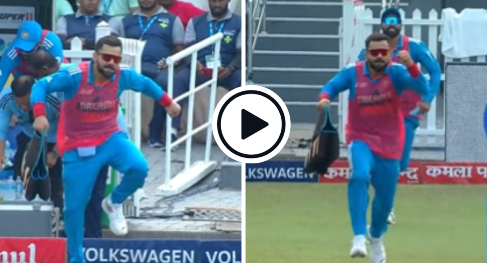 Virat Kohli mock sprints while carrying drinks in the Asia Cup 2023