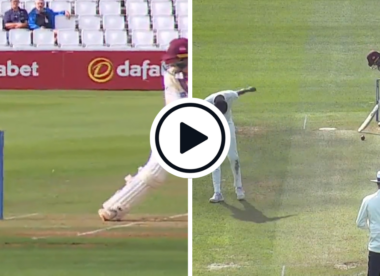 Watch: County batter breaks bat, fragment hits stumps, gets reprieved by no ball in freak Championship incident