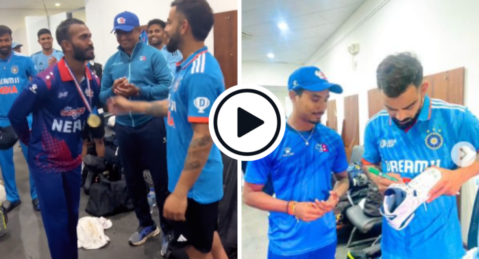 Virat Kohli met the Nepal players after their game in the Asia Cup