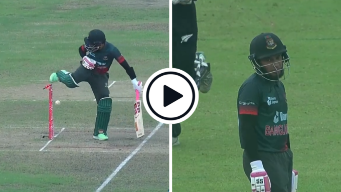 Watch: Mushfiqur Rahim tries to defend wicket, kicks down stumps instead