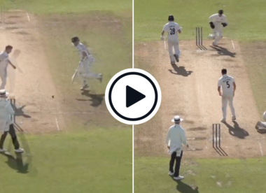 Watch: Batter run out in comical manner after desperately unfortunate ricochet off his partner | County Championship 2023