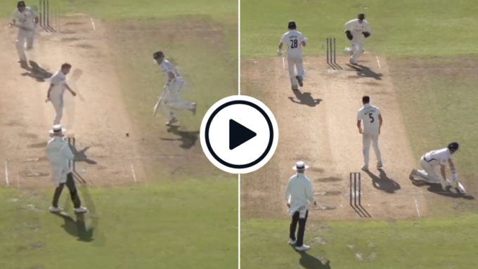 Watch: Batter run out in comical manner after desperately unfortunate ricochet off his partner | County Championship 2023