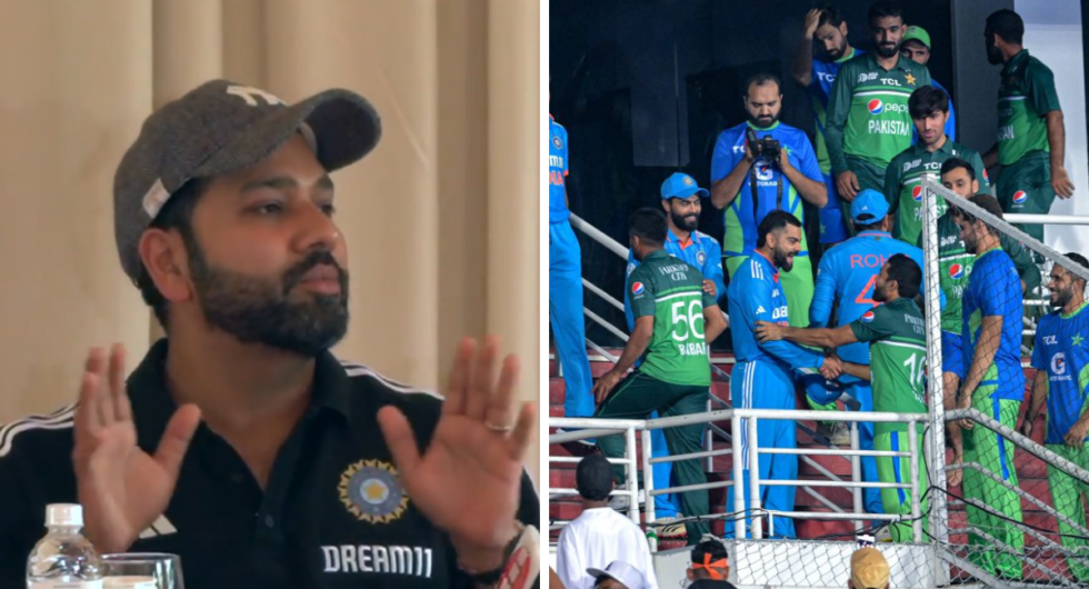 Rohit Sharma was visibly frustrated with an India-Pakistan question at the World Cup squad announcement press conference today