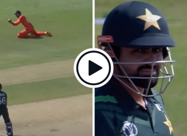 Watch: Babar Azam pulls straight to mid-wicket as Pakistan make horror start to World Cup opener v Netherlands