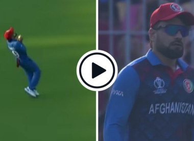 Watch: Rashid Khan angrily throws the ball away in celebration after taking catch to dismiss Saud Shakeel