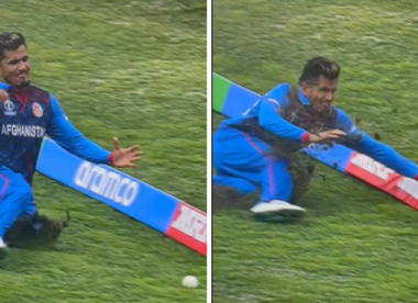 CWC 2023: Mujeeb's knee jars into sandy Dharamsala outfield to raise safety concerns in World Cup