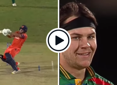 Watch: Roelof van der Merwe nails helicopter upper-cut for six v former country South Africa to spark fightback