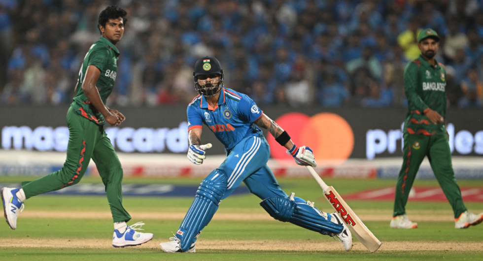Virat Kohli declines a single during the latter stages of the bangladesh run chase when in sight of a century