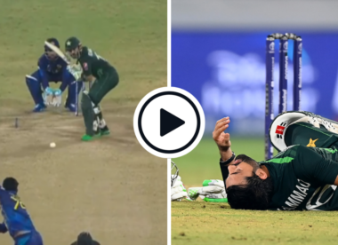 Watch: Mohammad Rizwan collapses in pain with cramp immediately after smashing six