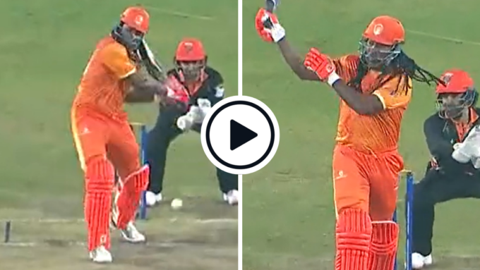 Watch: Chris Gayle swats one-handed pulled six off Colin de Grandhomme in Legends League Cricket