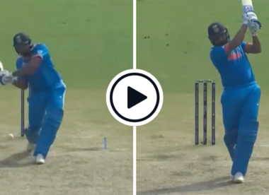 Watch: Rohit Sharma hits first six of World Cup final with brutal pull over deep square-leg off Hazlewood