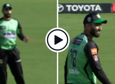 Watch: Usama Mir celebrates diving catch off free hit, concedes second run before realisation
