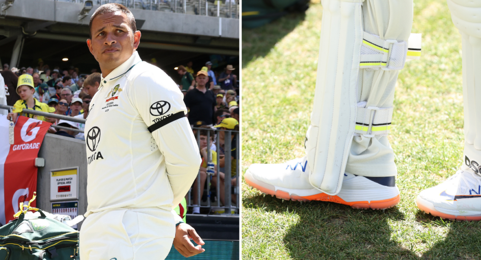 Usman Khawaja sports black armband in protest after ICC shoe ban