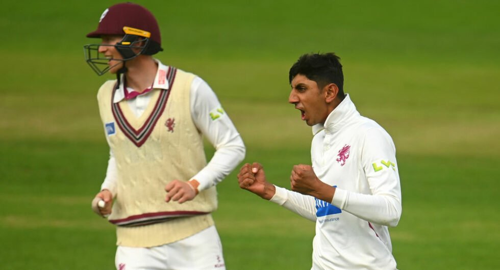 Shoaib Bashir, in action for Somerset, was announced in England's Test squad for the 2024 India tour