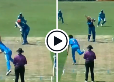 Watch: Mohammad Nabi’s son gets off the mark with six against India U19, blazes 32-ball fifty