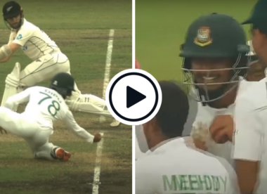 Watch: Bangladesh fielder takes astonishing short leg catch off full face of the bat to dismiss Kane Williamson