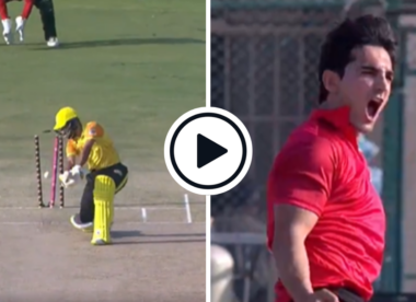 Watch: Hunain Shah, teenage brother of Naseem Shah, nails in-ducking yorker to shatter Mohammad Haris' stumps
