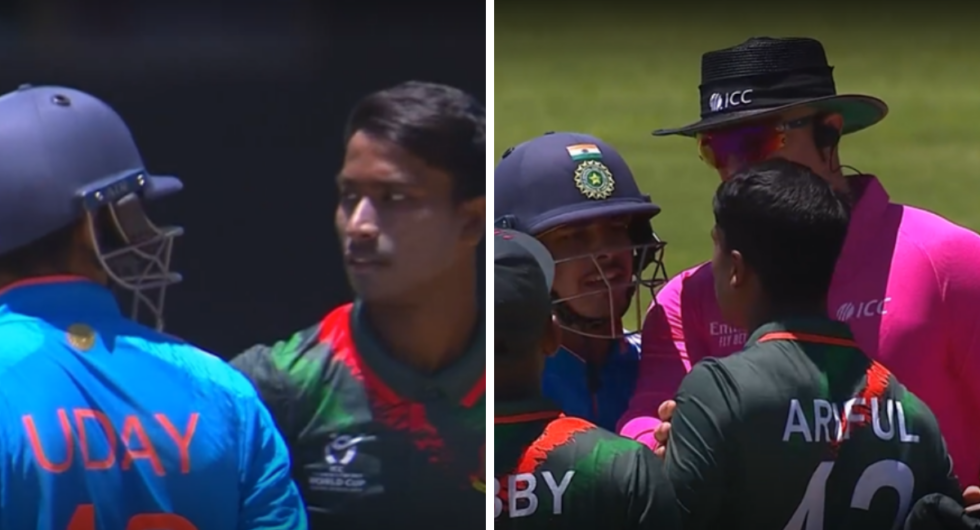 India u19 captain Uday Saharan and Bangladesh's Ariful Islam were involved in a heated exchange during the World Cup opener on Saturday (January 20)