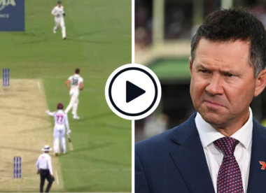 Watch: West Indies tail-ender falls after being turned down for single following Ricky Ponting prediction