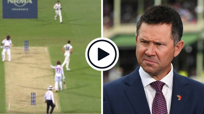 Watch: West Indies tail-ender falls after being turned down for single following Ricky Ponting prediction