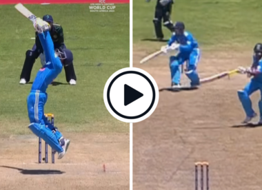 Watch: India U19 captain attempts to ramp head-high beamer before narrowly avoiding mix-up in chaotic delivery