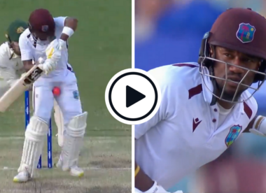 Watch: West Indies batter doubles over in pain after copping groin blow playing unorthodox leave