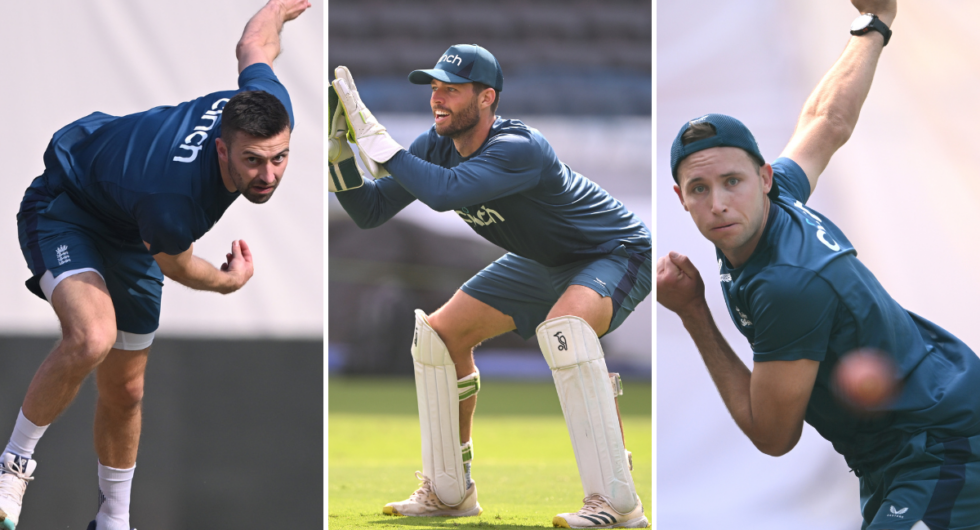 Mark Wood, Ben Foakes and Tom Hartley train ahead of England's first Test against India