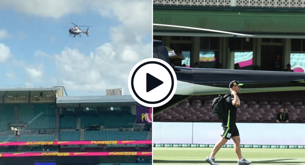 David Warner lands in a helicopter at SCG for BBL game