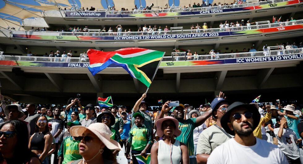 A South Africa cricket fan waves a flag. David Teeger has been removed as South Africa U19 captain