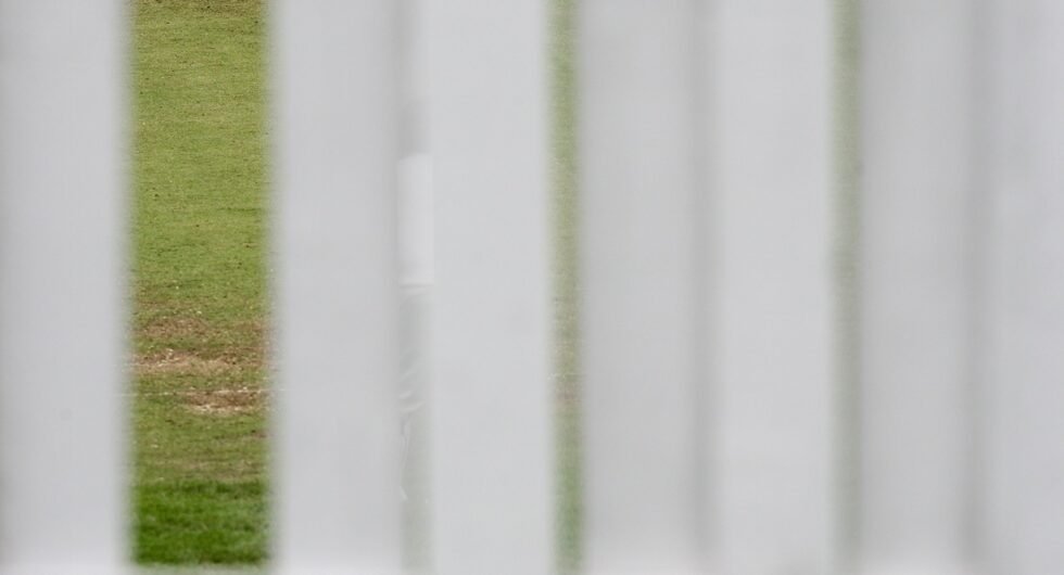 A cricket sight-screen with one panel missing