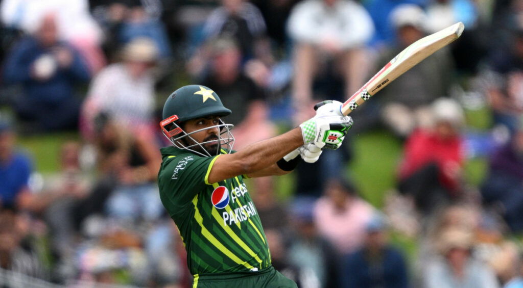 Babar Azam of Pakistan bats during game three of the T20 International series between New Zealand and Pakistan at University of Otago Oval on January 17, 2024 in Dunedin, New Zealand.