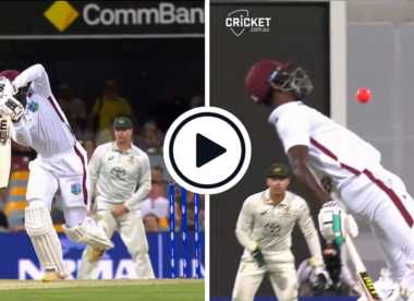 Watch: West Indies No.8 runs down pitch holding pose after nailing picture-perfect straight drive on Test debut