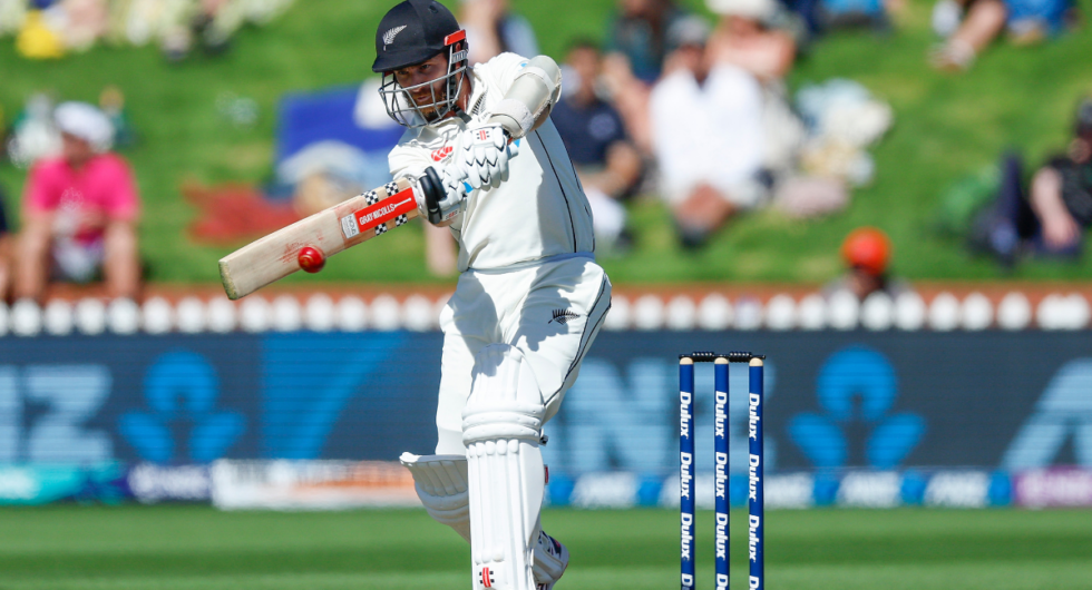 New Zealand's Kane Williamson bats during day two of the Second Test Match between New Zealand and Sri Lanka at Basin Reserve on March 18, 2023 in Wellington, New Zealand.