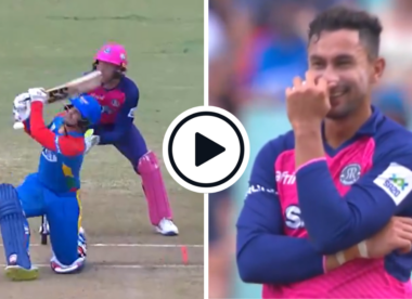 Watch: Bowler stunned after taking bizarre catch off own bowling to dismiss Quinton de Kock