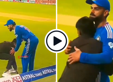 Watch: Pitch invader embraces Virat Kohli before being hauled away by security