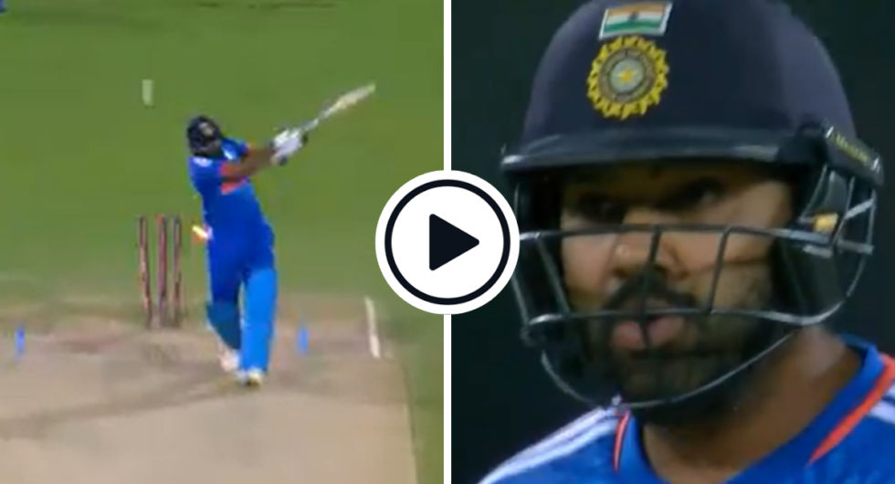Rohit Sharma gets bowled for a second consecutive duck