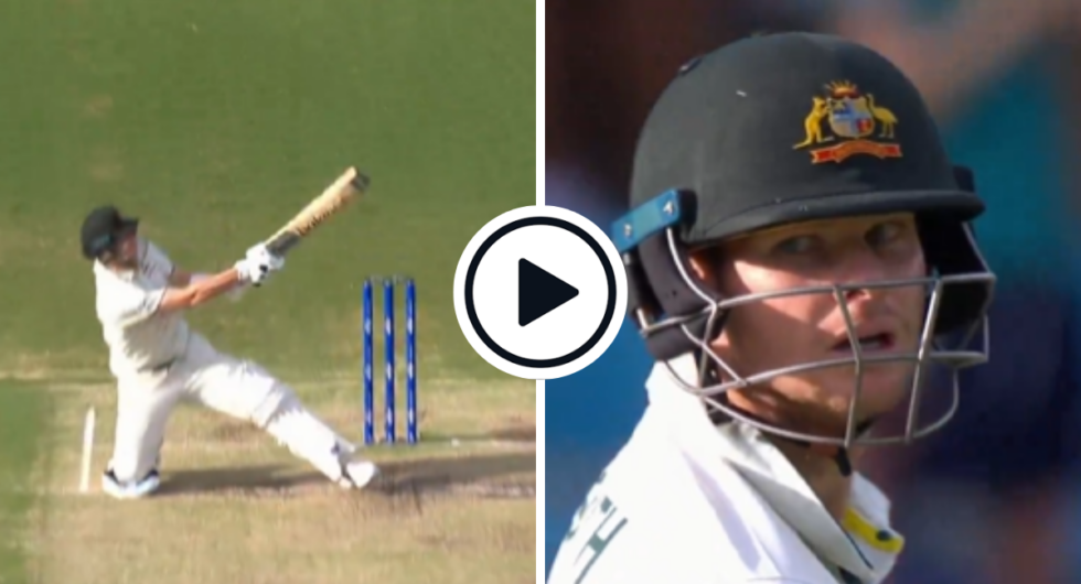 Steve Smith played an outrageous scoop shot for six in the Gabba Test vs West Indies