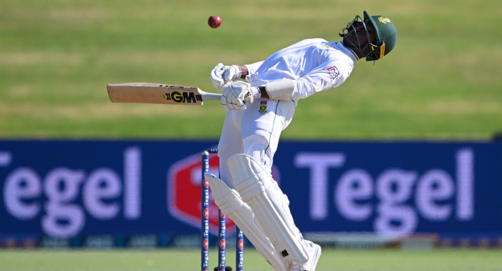 A South Africa batter evades a short ball in his side's heavy defeat in the first Test against New Zealand