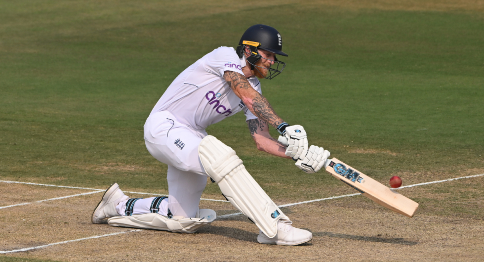 Ben Stokes, England Test captain, bats in the first innings of the India Test - his side will need a record total to win