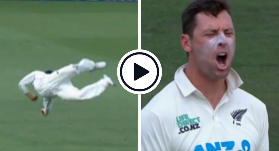 Glenn Phillips took a stunning one-hand catch to dismiss Keegan Petersen vs SA in the second Test