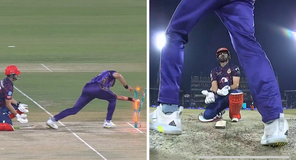 Mohammad Wasim's foot impedes Agha Salman from grounding his bat, Wasim appeals for run out