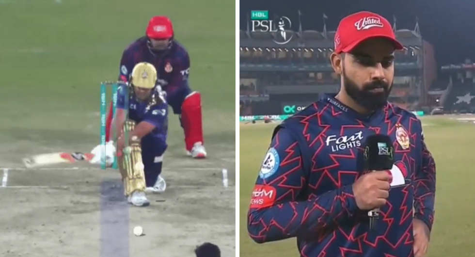 Rilee Rossouw is reprieved by a ball-tracking error (L), Shadab Khan in a post-match interview (R)