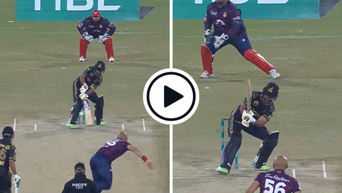Watch: Saim Ayub nails extraordinary no-look flick for six off 141kph Tymal Mills delivery