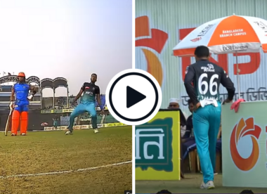 Watch: Bowler injures himself during Ronaldo celebration, fielder pulls muscle at the same time in BPL