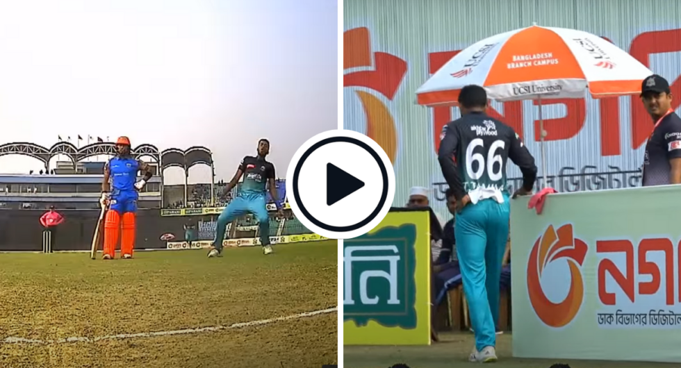 Shohidul Islam injures himself celebrating a wicket (L), Tanzid Hassan limps off soon after (R) in the Bangladesh Premier League